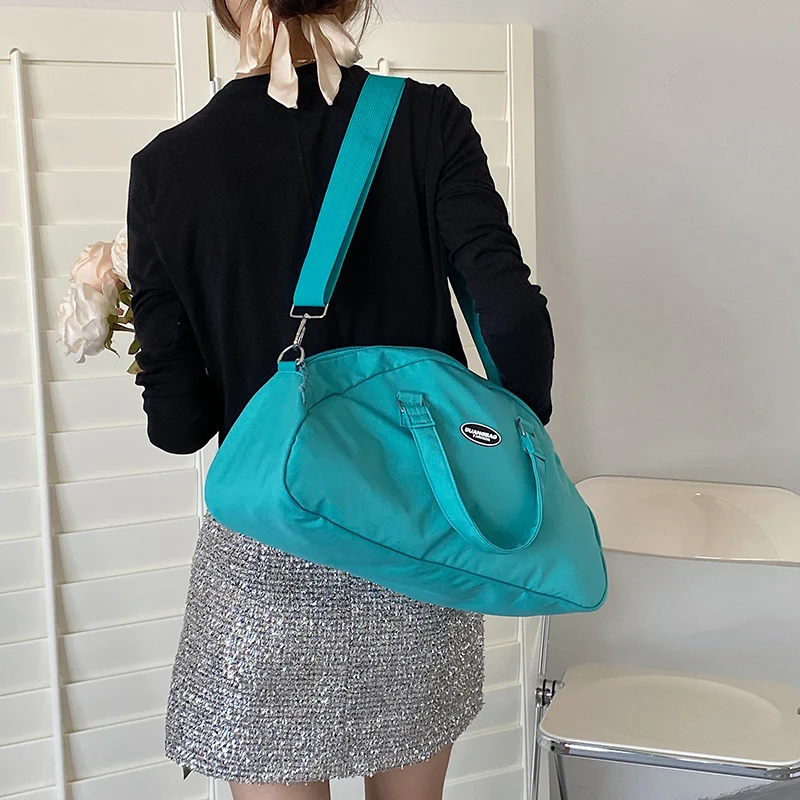 Bolsos de mensajero escolares para mujer, de gran capacidad bolso de viaje, sencillo, informal, sólido, de lona, con asa superior