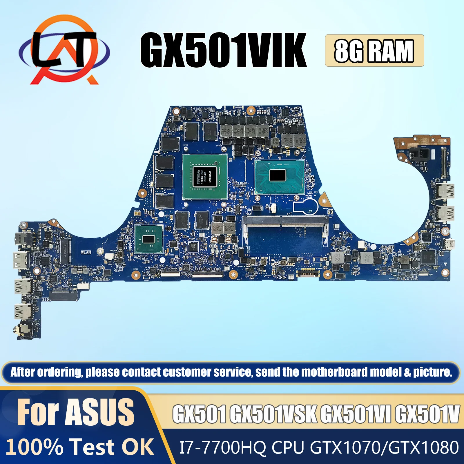 

GX501VIK Laptop Motherboard For ASUS ROG Zephyrus GX501 GX501VSK GX501VI GX501V GX501VS Mainboard I7 CPU GTX1070/GTX1080