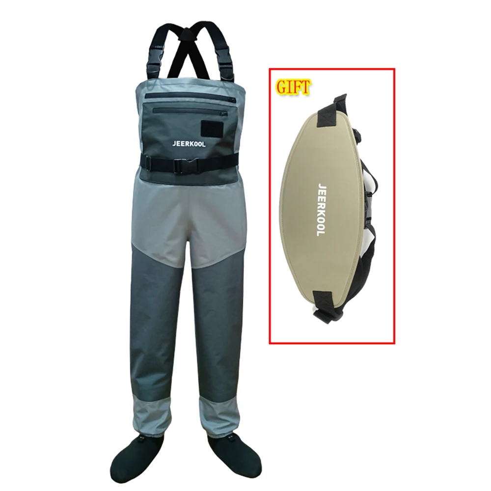 Fly Fishing Waders 5 Layers Fish Wading Pants Original JEERKOOL Chest Overalls Waterproof Clothes Soft Waders Breathable Boot 24