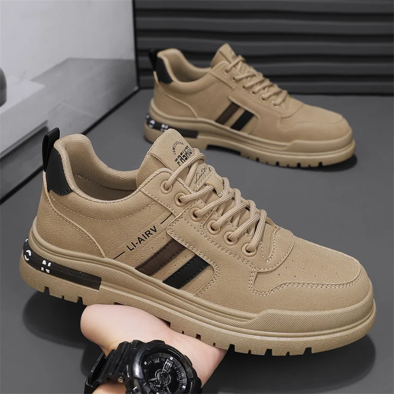 Men's Hiking Shoes, Men's Casual Autumn Vulcanized Shoes New 2025 Outdoor Hiking Shoes Men's Gray Thick Soled Walking Shoes