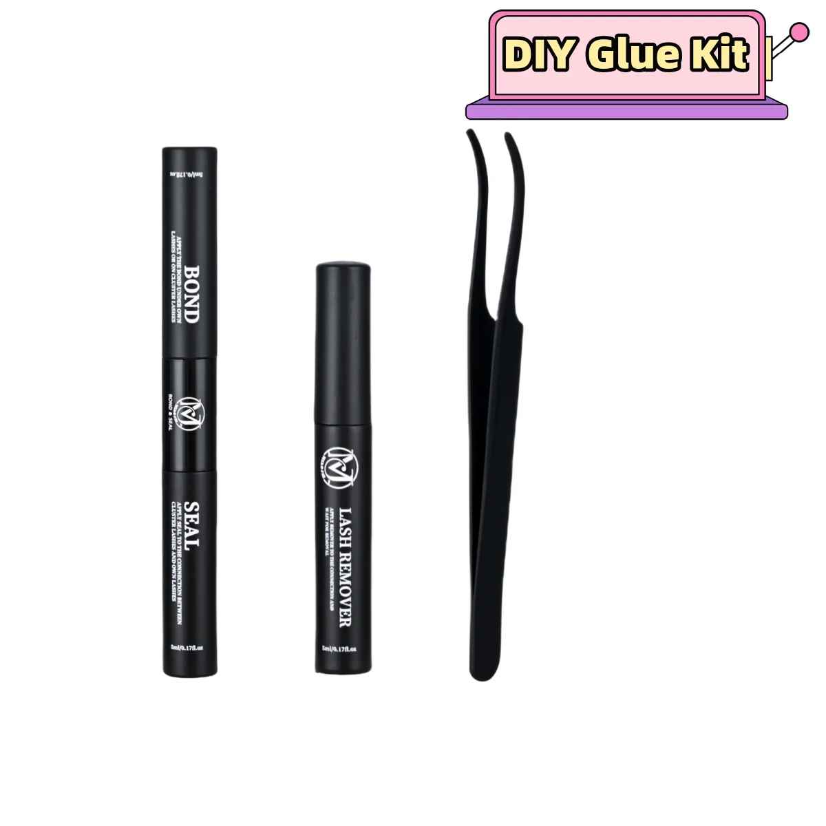 MJ Lash Bond and Seal 10ml Individual Lashes Glue and Seal Super Strong Hold Lash Extension and Lash Glue Remover 5ml Tweezers