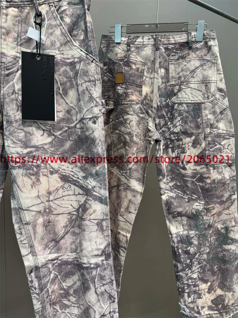 Enfants Riches Deprimes Camouflage Of Withered Tree Branche Denim Pants Jeans Men Women 1:1 High Quality Casual Joggers Trousers