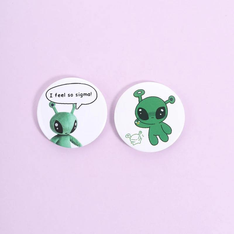 

Alien Meme Enamel Pins Cute Sigma Quote Brooches Cool Cartoon Space Lapel Badges Fun Gift For Friends