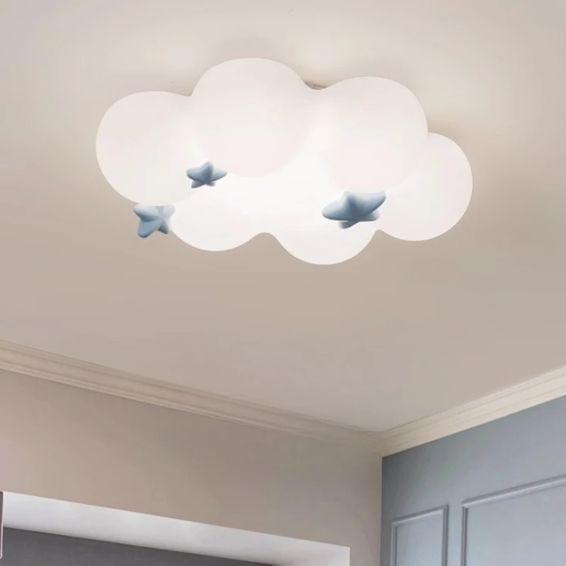 Modern Designer Cloud Resin Ceiling Light Children's Bedroom Cartoon Girl's Room Rolling Plastic PE Material Eye Protection Lamp