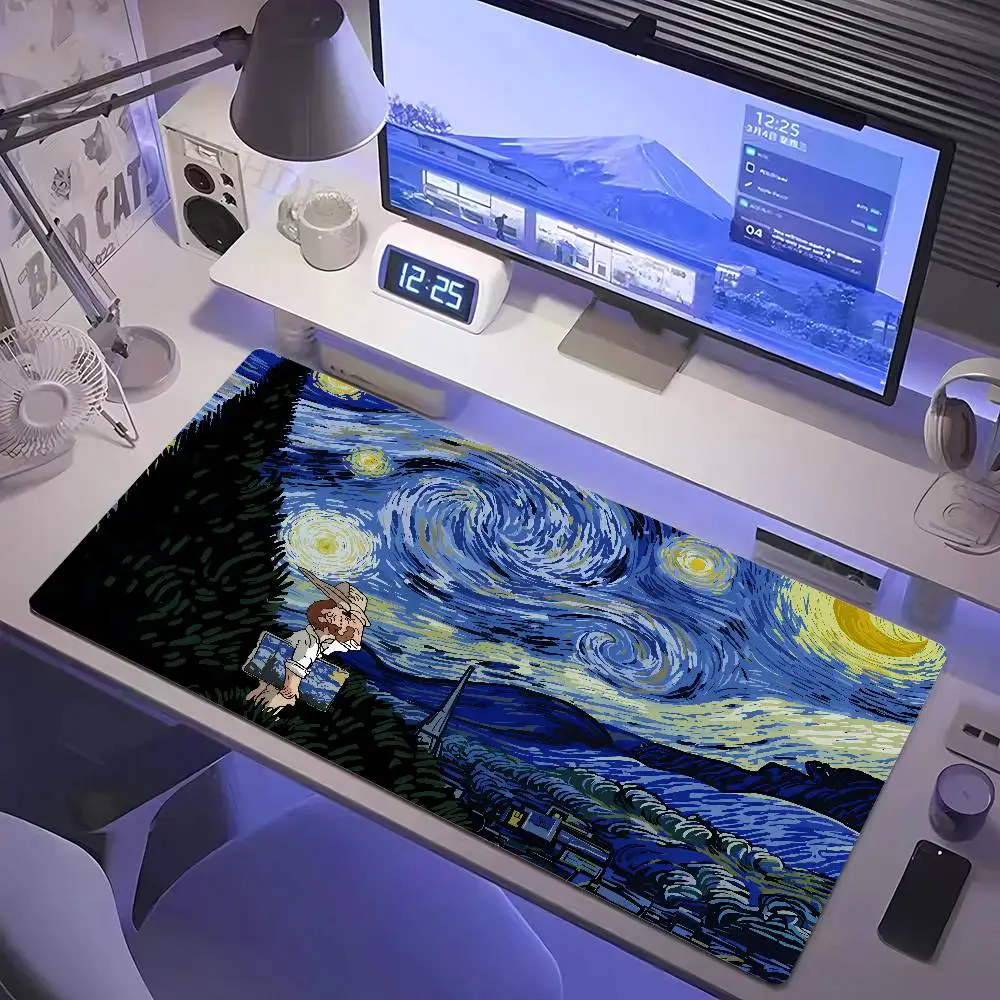 Van Gogh Mouse Pad Cartoon Non-slip Mat Large Pc Gamer Cabinet Keyboard Deskmat Design Gaming Accessories Computer Mousepad XXL