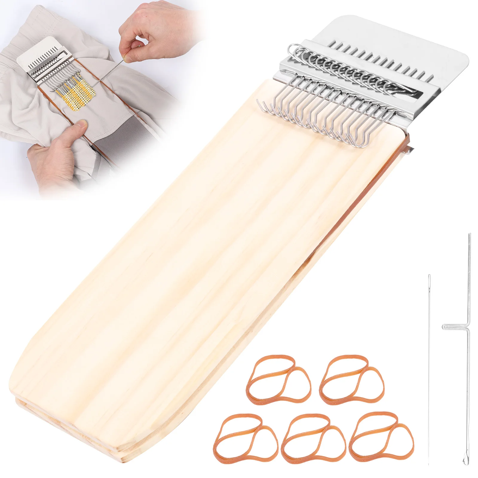 Patch-Strickset Kleiner Webrahmen Nähmaschine Holzwebrahmen Webrahmen-Set für Reparaturen an Kleidung und Jeans