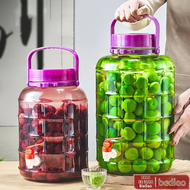 

Large Capaci Glass Wine Bottle Home Use Fermentation Pot for Plum Wine High End Glass Jar Stainl Steel Body Wine Decanter
