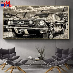 Pittura diamante 5D fai da te Ford Mustang Auto d'epoca Retro Wall Art Decor Pieno quadrato diamante rotondo ricamo Auto di lusso vintage