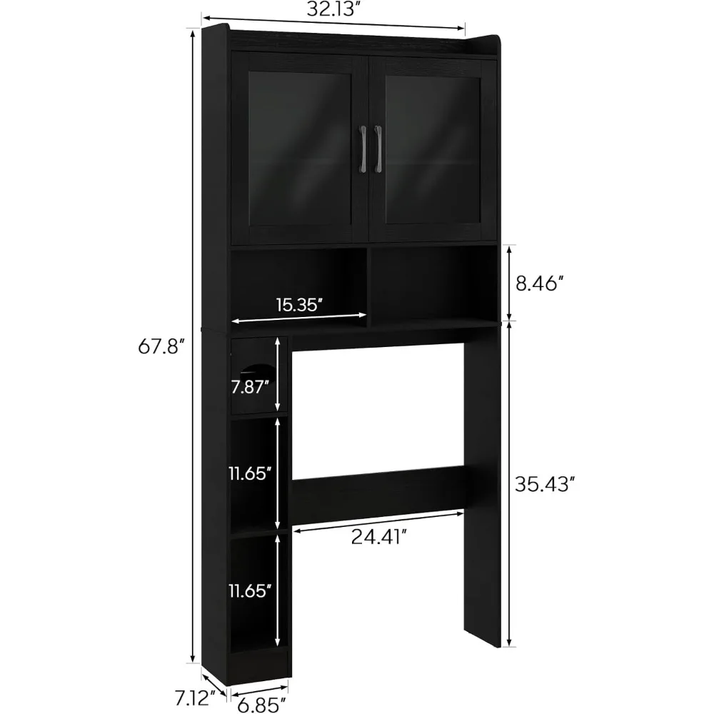 Farmhouse-Style Over Toilet Storage Cabinet with Acrylic Wave Doors for Space-Efficient Bathroom and Restroom Organization