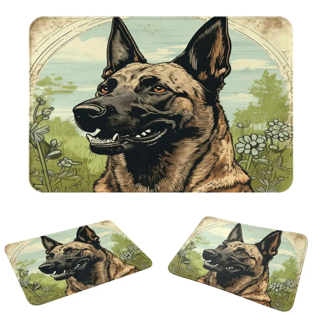 Belgian Shepherd Dog Malinois Non-slip Doormat Floor Mat Cushion Carpet Rug for Kitchen Entrance Home Bedroom Footpad Mats