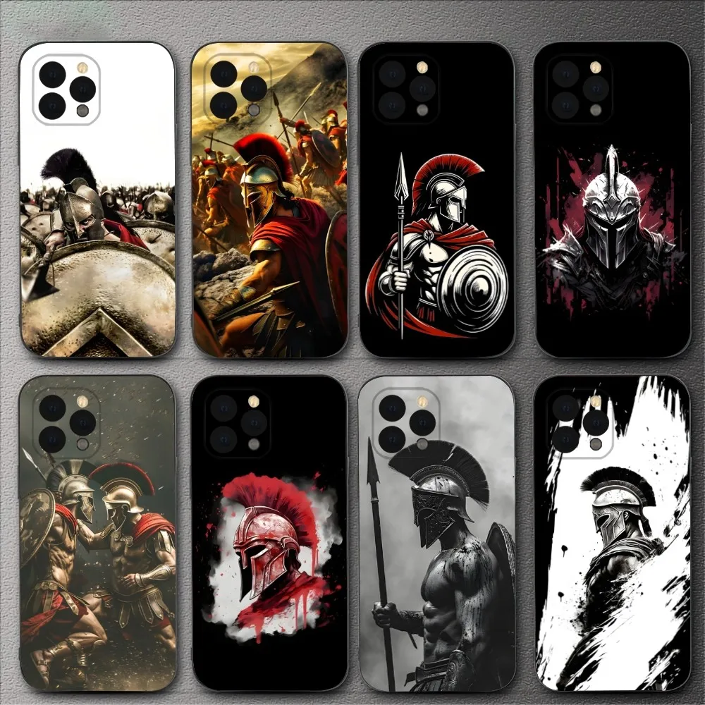 

300 Warrior Spartan Phone Case For iPhone 15,14,13,12,11,XS,XR,X,8,7,Pro,Max,Plus,mini Silicone Black Cover