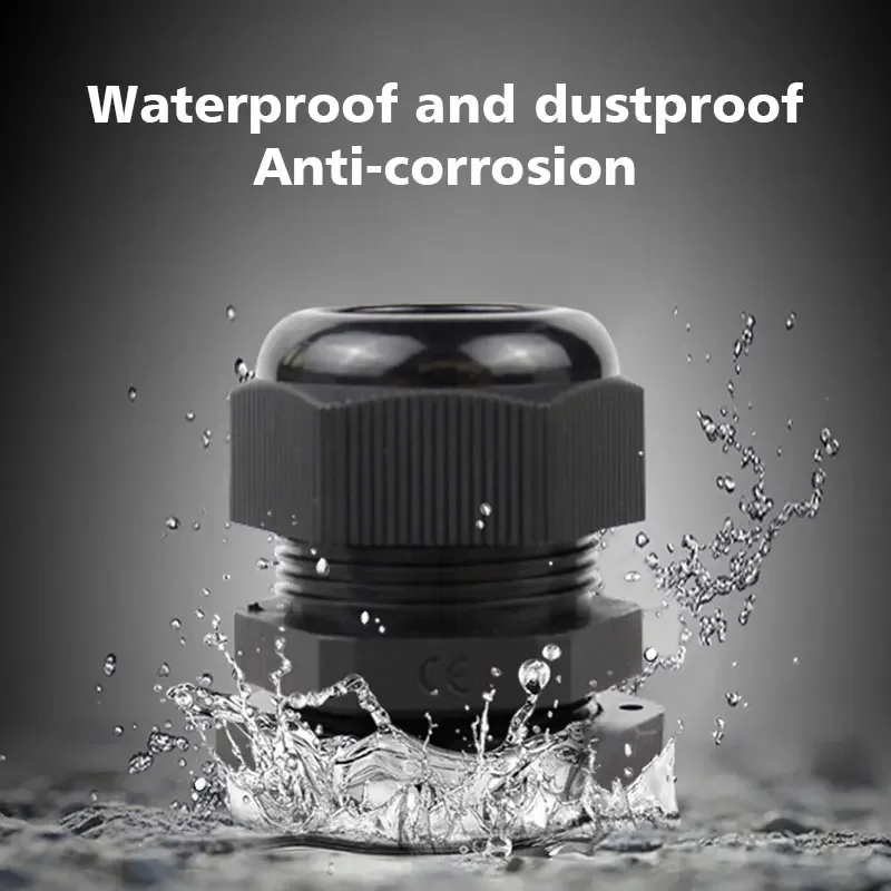 10pcs Waterproof Cable Gland IP68 NPT 1/4 NPT 1/2 NPT 3/8 American Nylon Cable Joint Black Flame-retardant 4-25mm Wire Connector