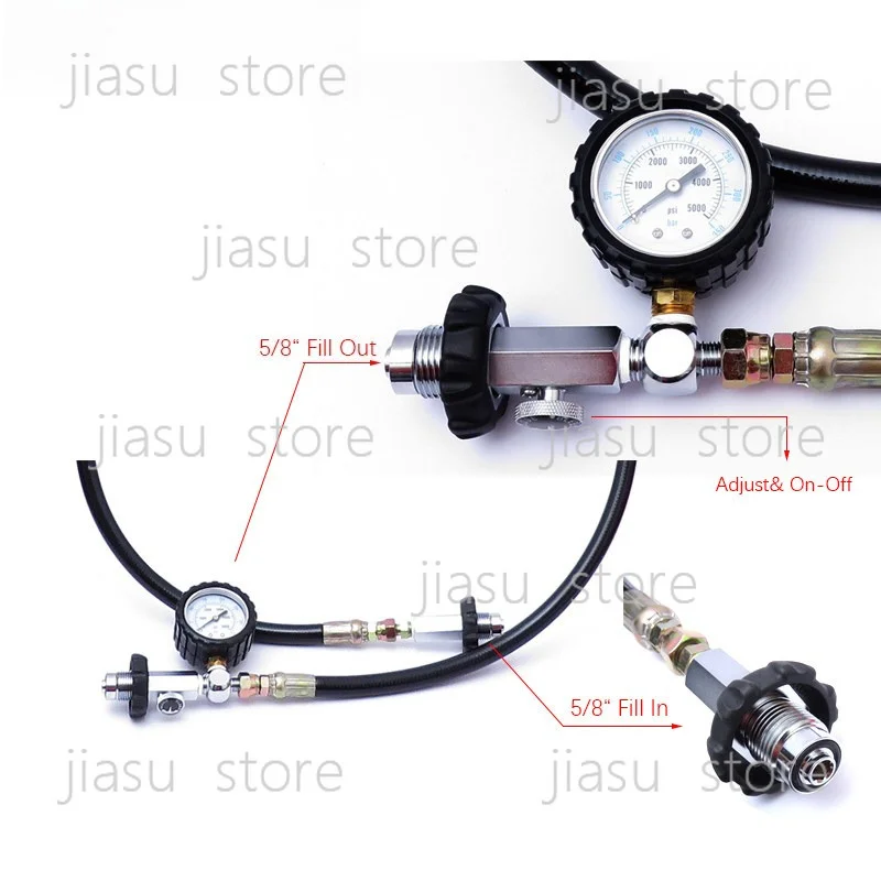 Diving High Pressure Inflation Pipe,  Tank Filler Equalizer Hose with Fitting for Scuba Cylinder