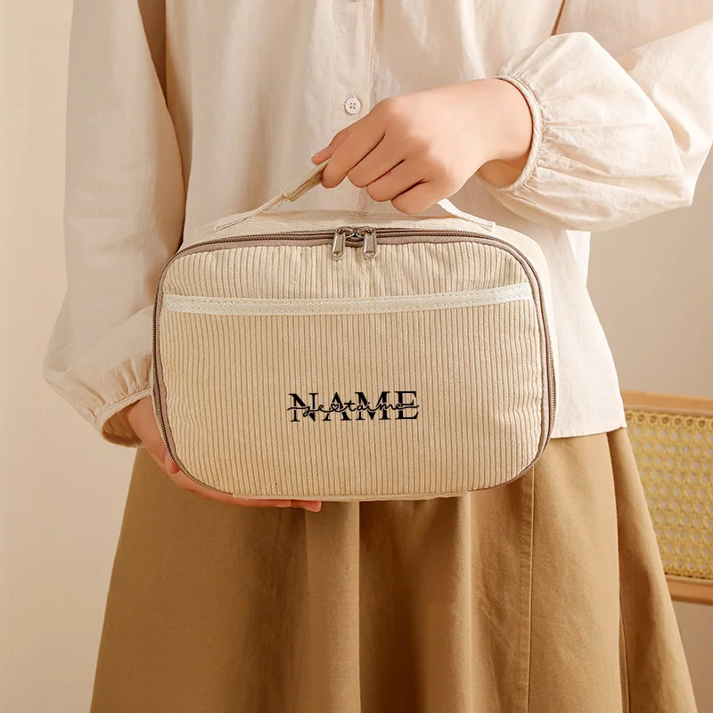 

Сумка-тоут для обеда с индивидуальным именем для женщин, вельветовая изолированная коробка для завтрака, герметичная сумка-тоут, чехол для обеда для школьных путешествий