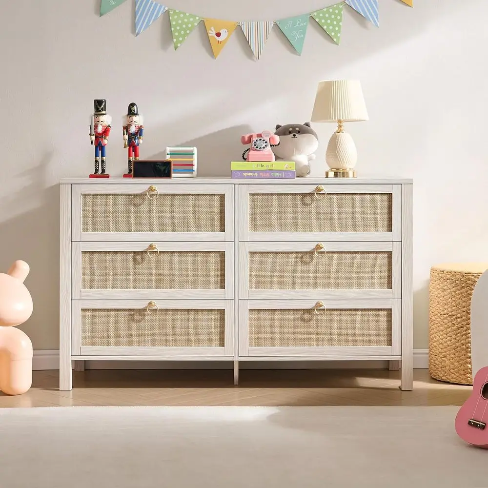 보헤미안 스타일 51 화이트 드레서, 침실, 거실 또는 복도용 대형 수납 공간