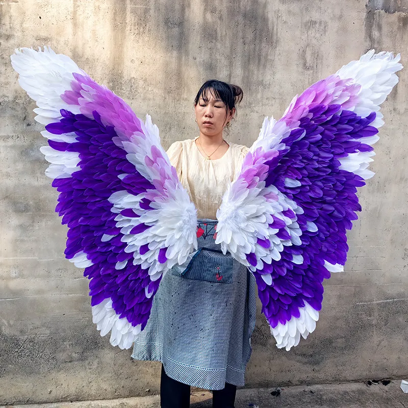 Purple Butterfly Angel Feather Wings with Model Catwalk Fashion Show Photography Costumes Accessories Bar Nightclub Props