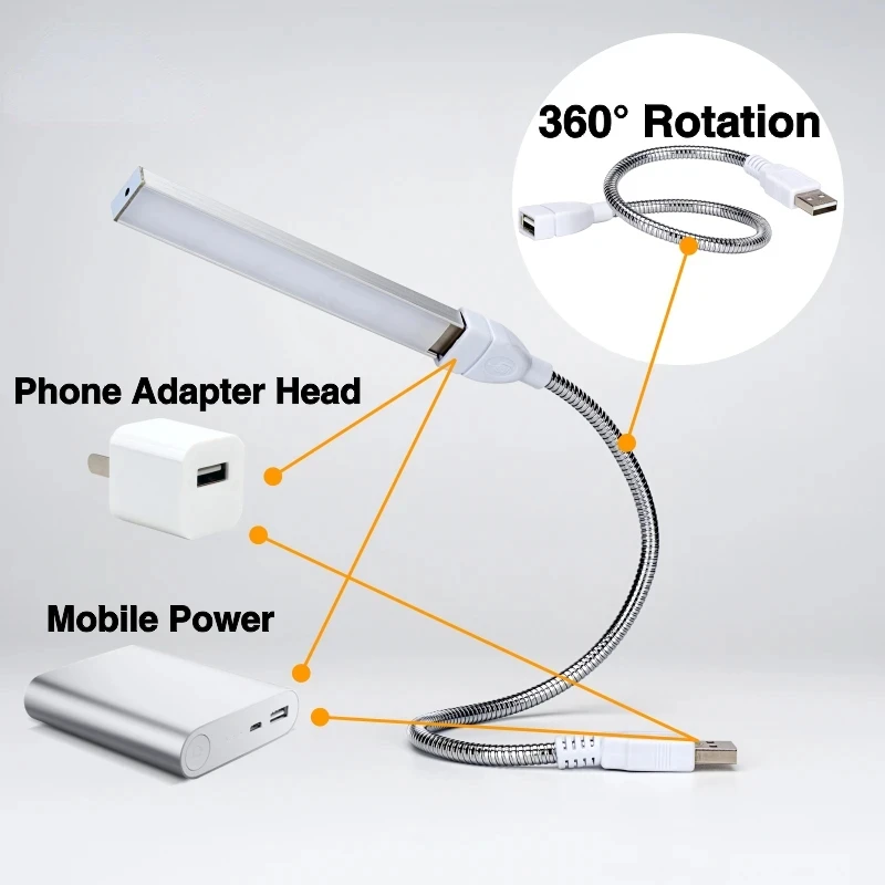 مصباح نمو LED USB كامل الطيف ، مصباح نمو النبات ، خضروات الزراعة المائية الدفيئة ، خرطوم مرن ، 5 فولت