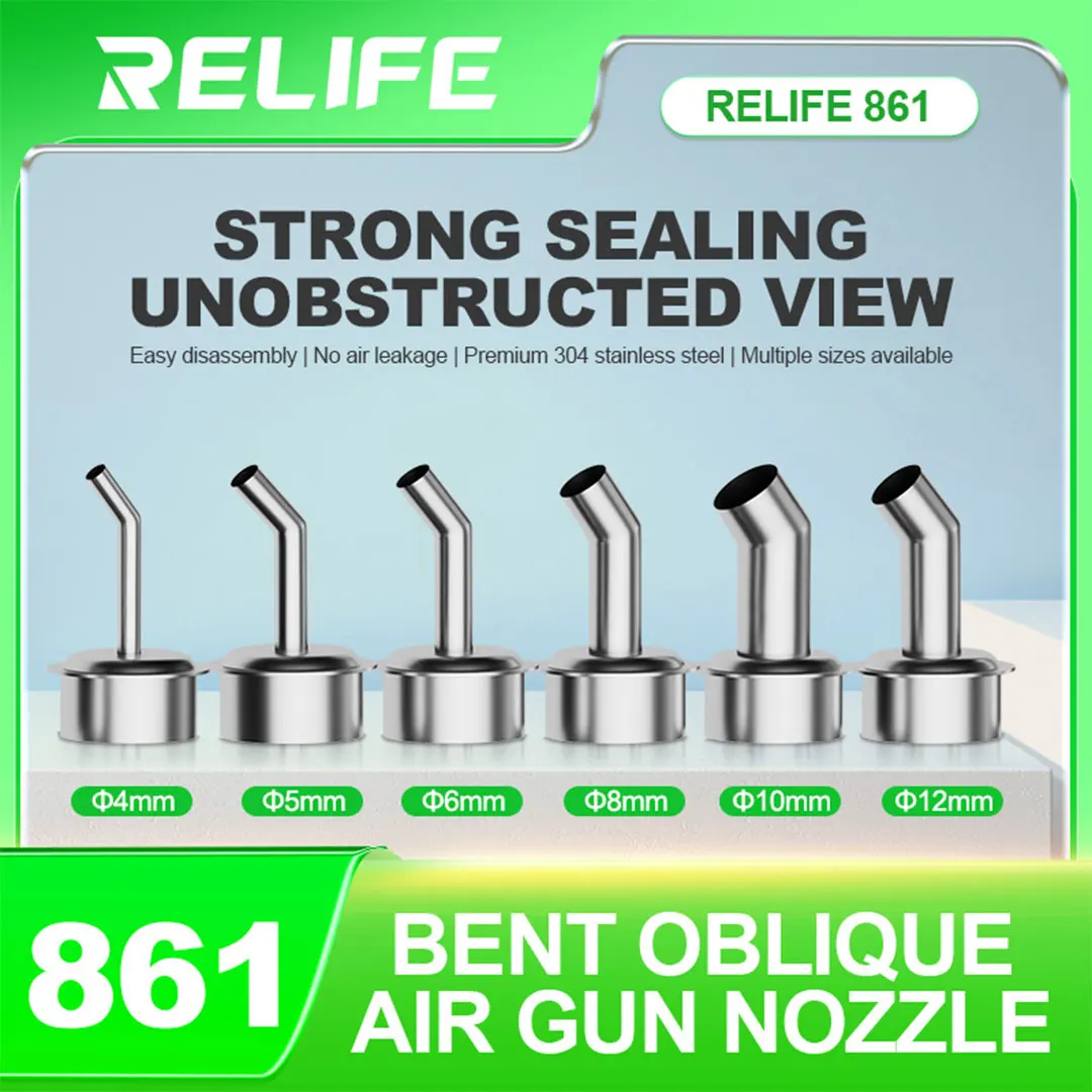 RELIFE – buse à Air chaud série 861, buse thermique courbée à 45 degrés, 4/5/6/8/10/12MM, forte étanchéité, sans fuite d'air
