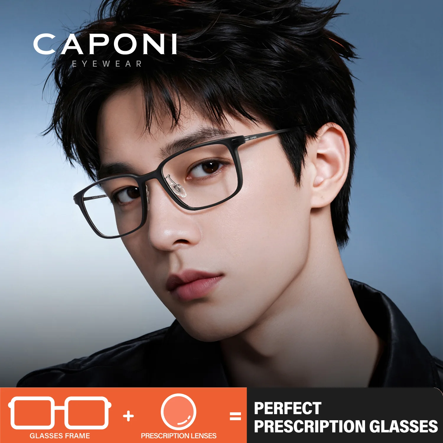 

CAPONI Prescription Man Eye Glasses Pure Titanium Computer Myopia Glasses Business Male Anti Blue Ray Optical Eyeglasses PJ34633