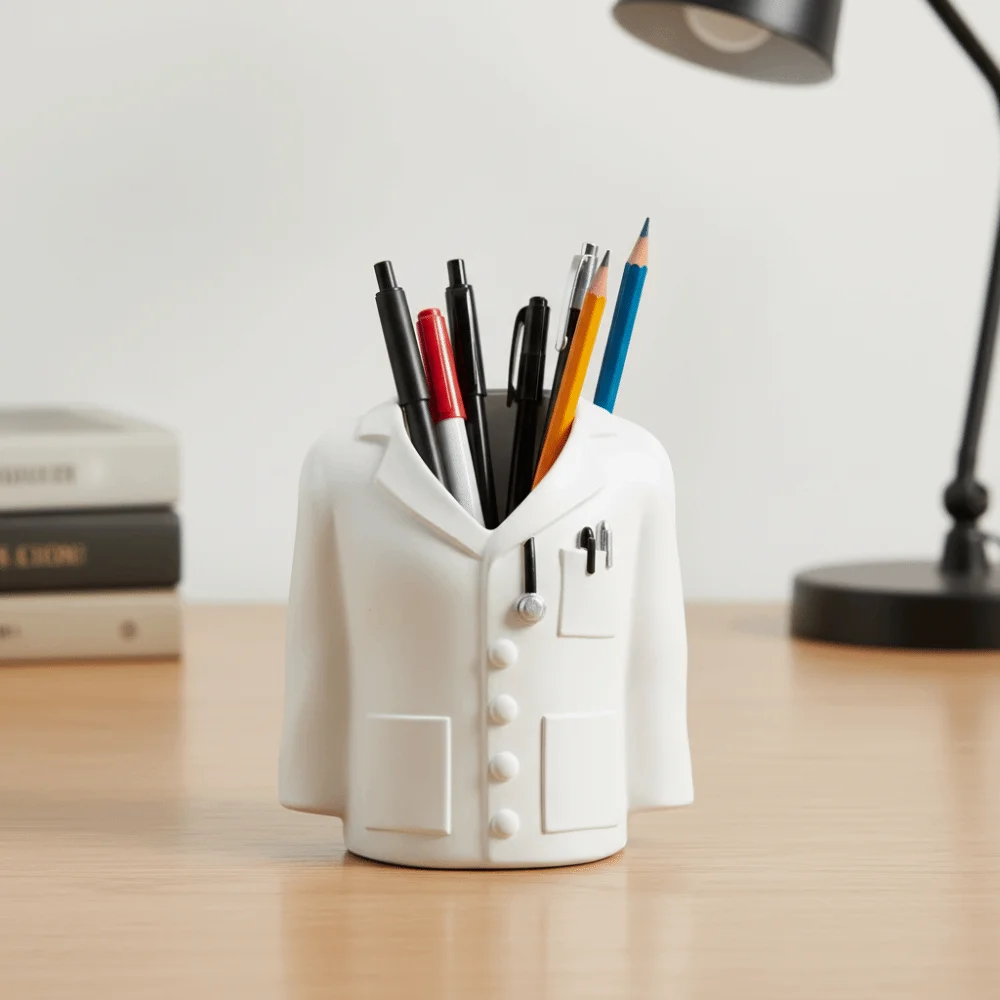 

Креативный держатель для ручек из смолы, белое пальто, новинка, уникальная ваза для сушеных цветов, украшение, белый цилиндр, художественная тематическая поделка для хранения