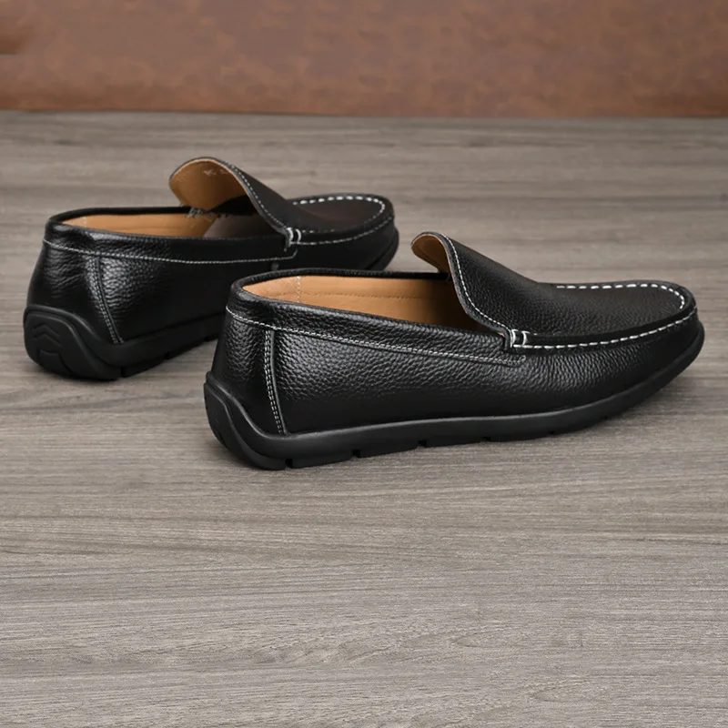 Top Layer Cowhide Flat Bottomed Men's Leather Shoes Are Comfortable and Soft, with Exquisite Soft Soles Designed By Loafers Men