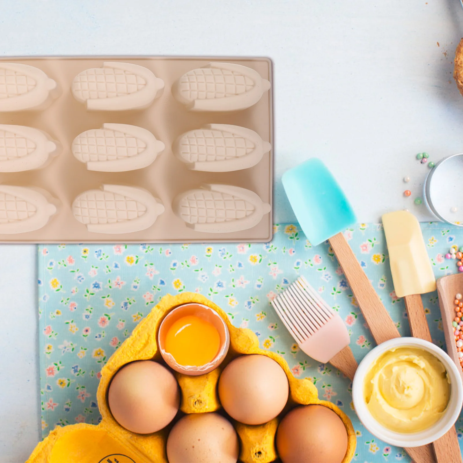 

9 Corn Shaped Silicone Molds Grey Cute Nonstick Baking Cookie Chocolate Flexible Easy Demold Pastry Cake Gifts