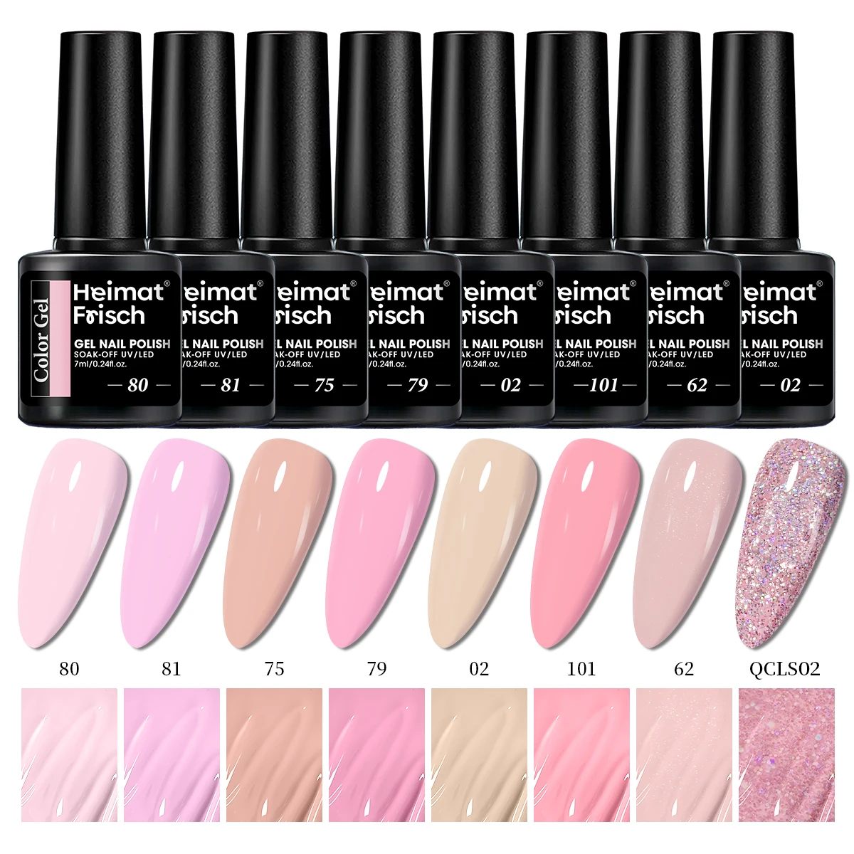 

8 piece gel nail polish set - Autumn Winter series, highly saturated, suitable for DIY or salon use, alcohol free.