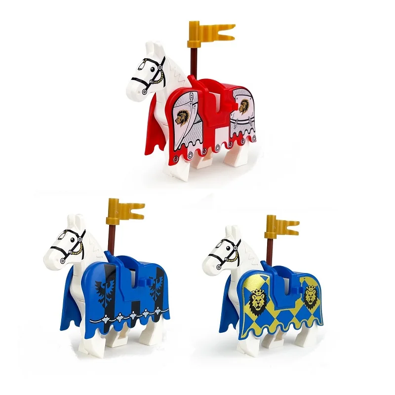 

Medieval Knight Soldier MOC Warhorse Mini Action Figures Accessories Building Bricks Parts Military Army Blocks Toys for Boys