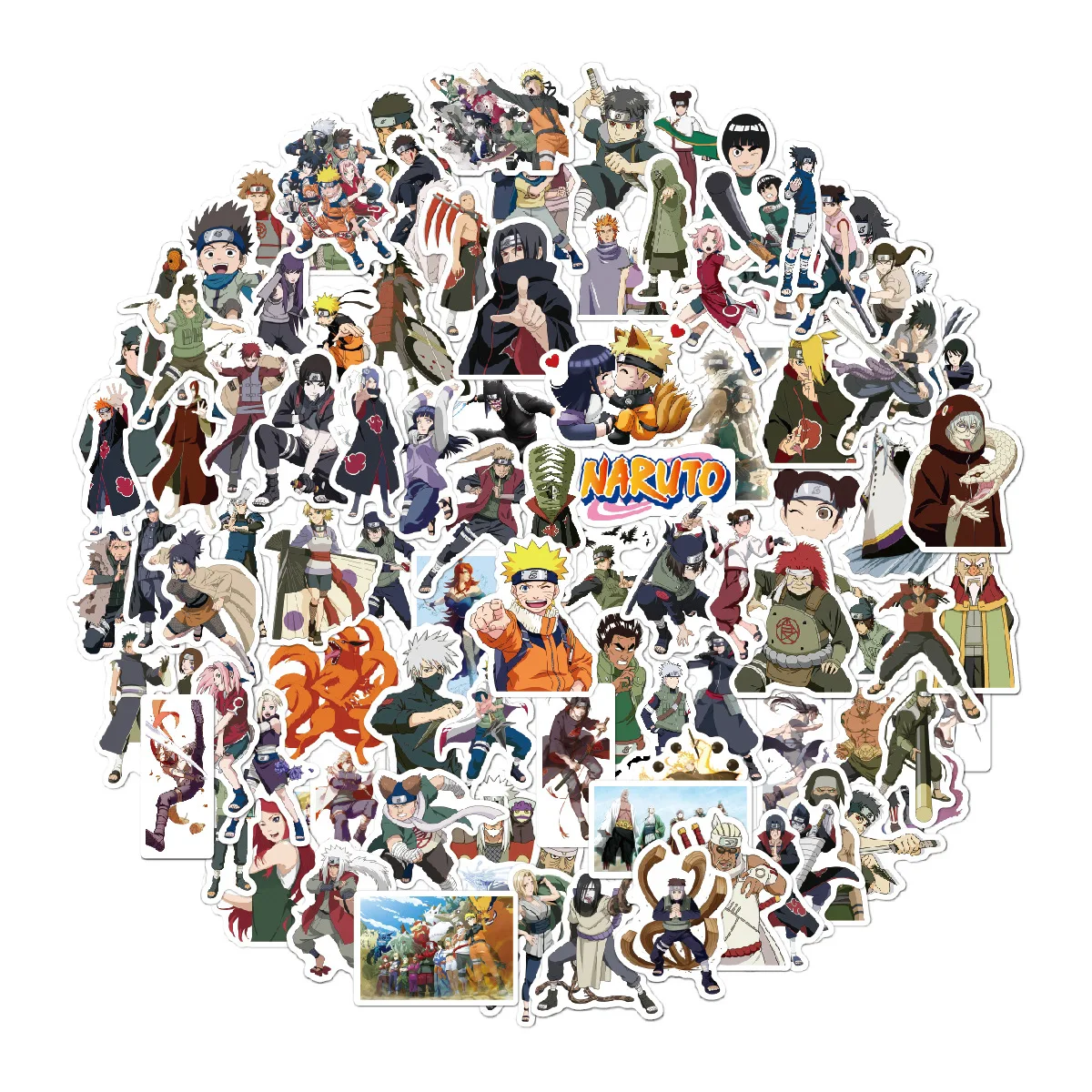 100PCS Naruto Cartoon Cute Without Repetition Sticker Notebook Waterproof Stickers Decoration Supplies