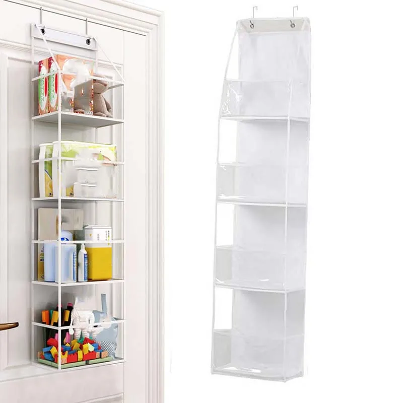 Hanging  Adjustable Sundries Storage Shelf Portable Pantry Oganizer with 4 Layers and 2 Hooks Waterproof  Kitchen Storage Closet