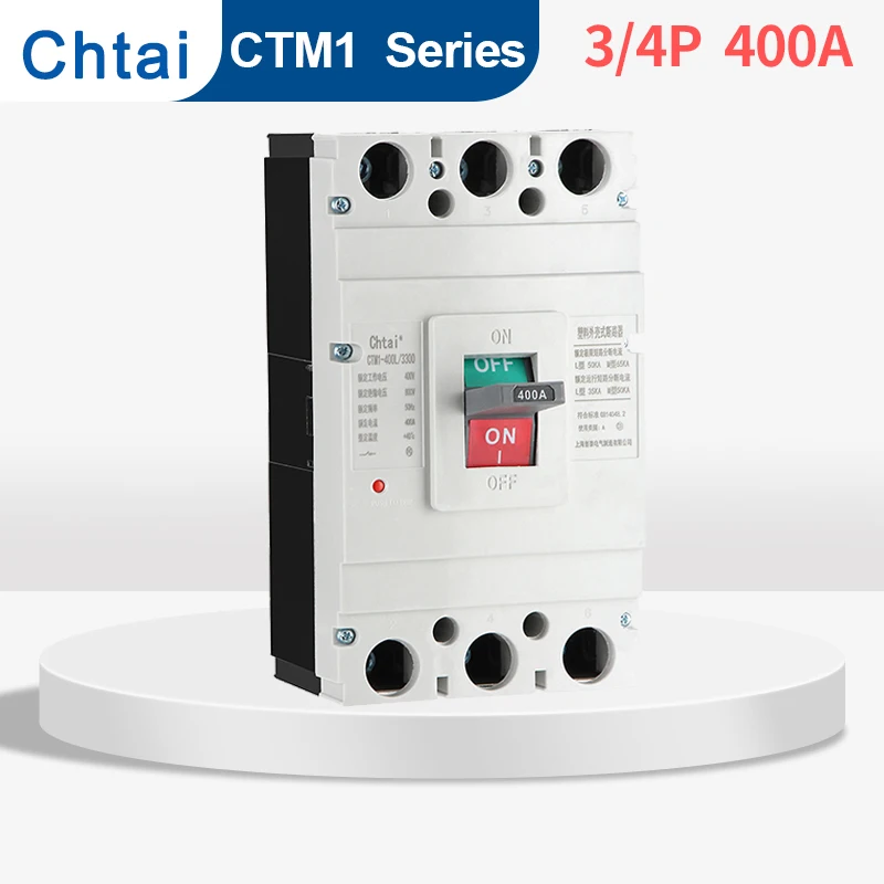 CTM1-400 AC 3P 4Pole 315a 350a 400a main Switch Molded Case Circuit Breaker MCCB Short Circuit Overload motor Protection