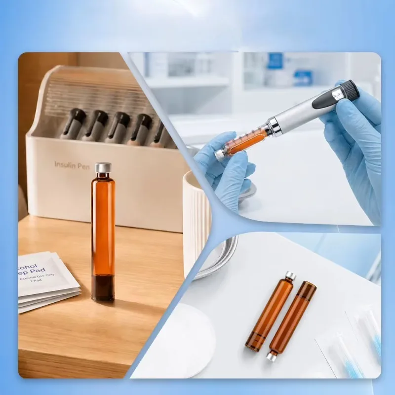 30/50/100pcs 3ml Empty Glass Cartridge, Amber Injection Pen Cartridge for Insulin & Precise Liquid Dosing