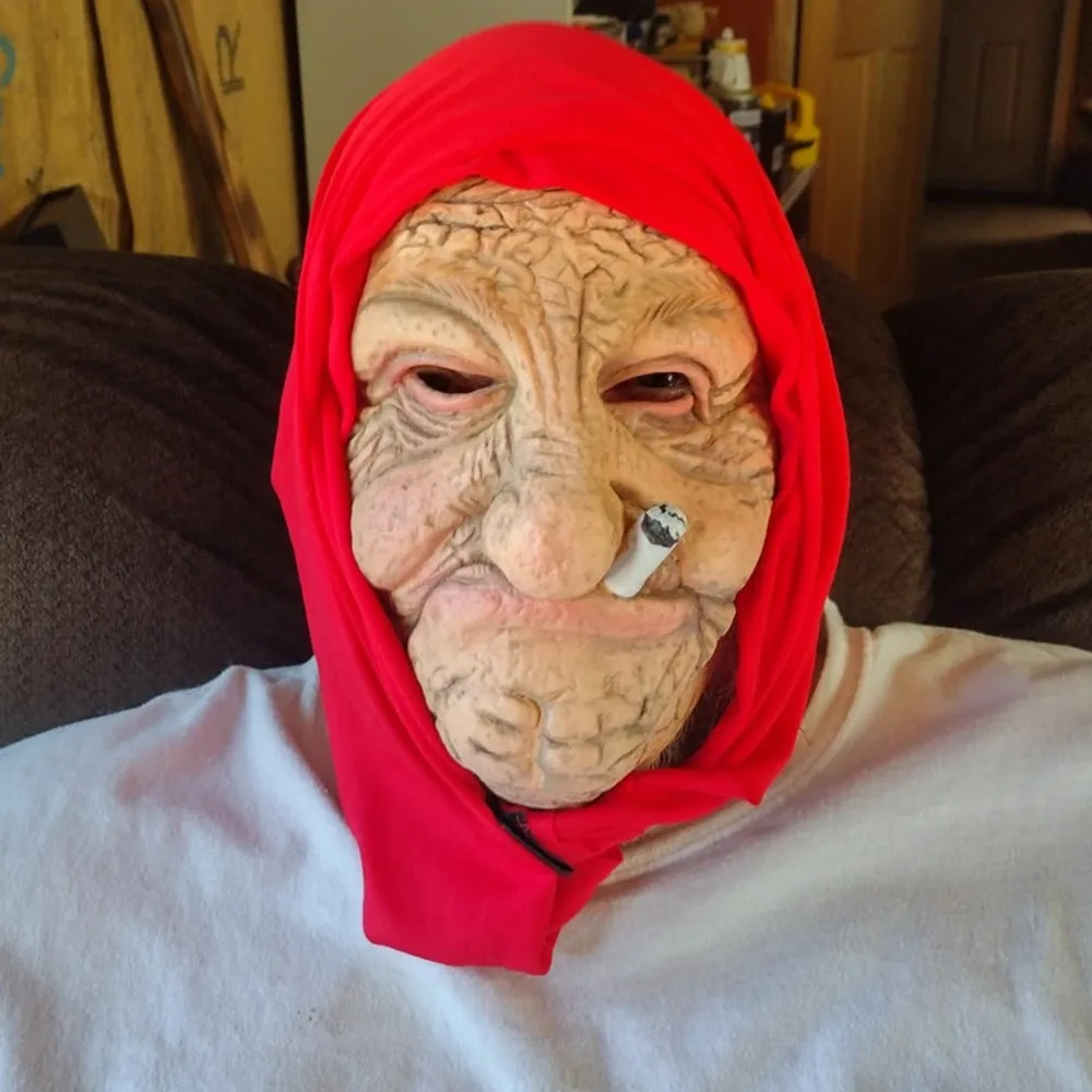 Realistische Alte-Frau-Maske Gruselige Oma-Masken für Erwachsene Halloween-Kostüm Cosplay Latex-Requisiten – Detail 3