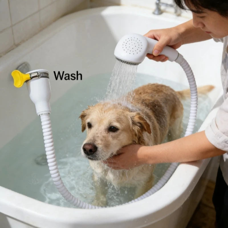 

Portable Pet Shower Sprayer Handheld Dog Multi-Functional Home Pet Cleaning Brush Sprinkler for Easy Dog Cat Washing