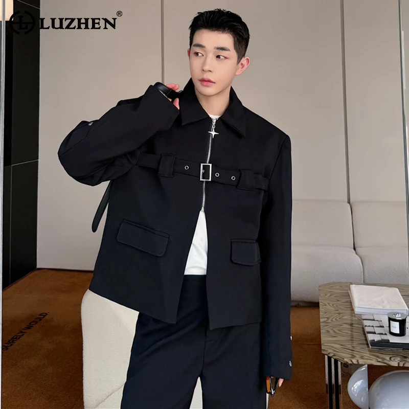 

LUZHEN Autumn 2024 New Trendy Jacket Street Original Personality Design Metal Buckle Decorative Outerwear Fashion Clothes LZ1382