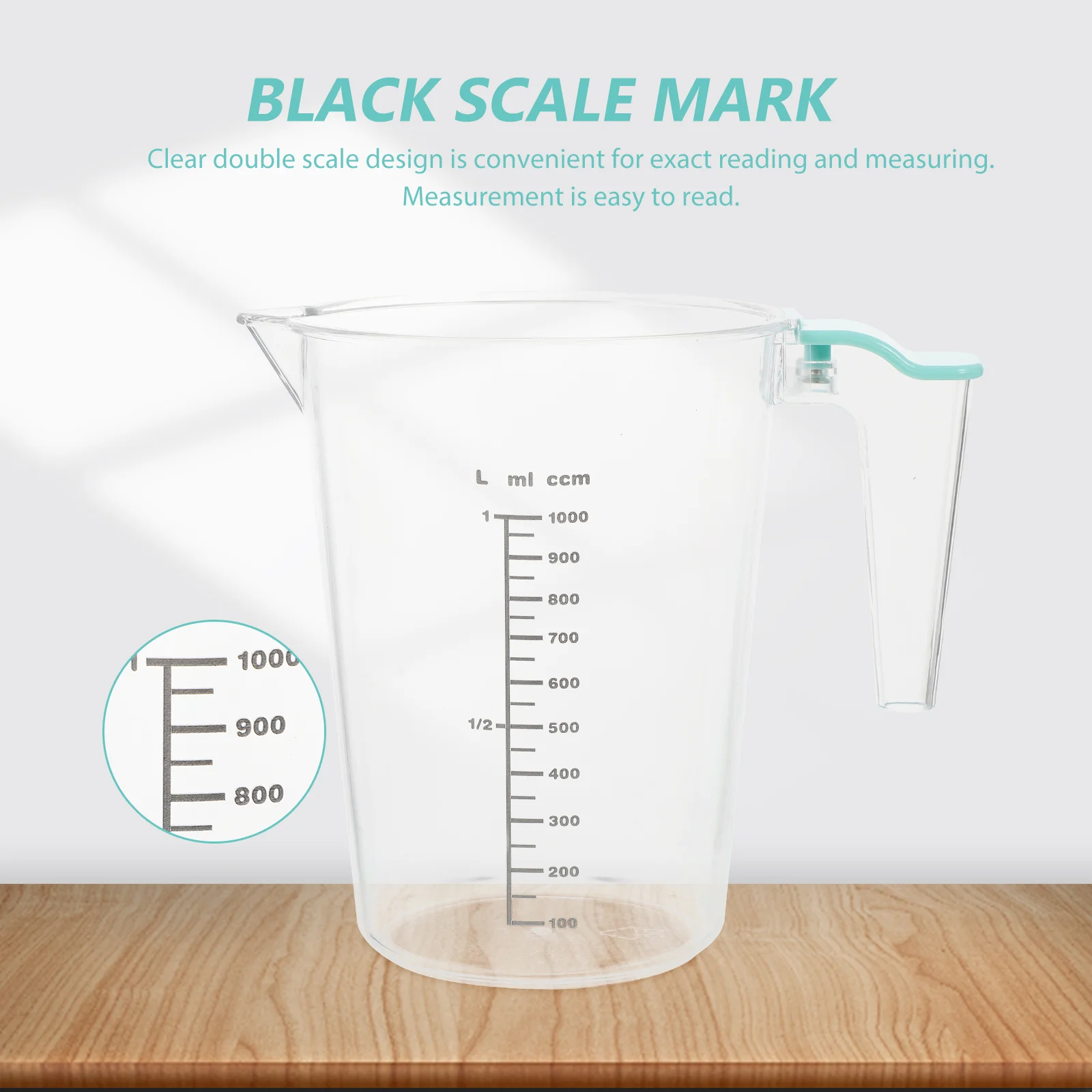 

1pcs Measuring Cup Clear Graduated Kitchen Baking Tool With Handle V-Shaped Spout Double Scale Transparent Liquid Measurement