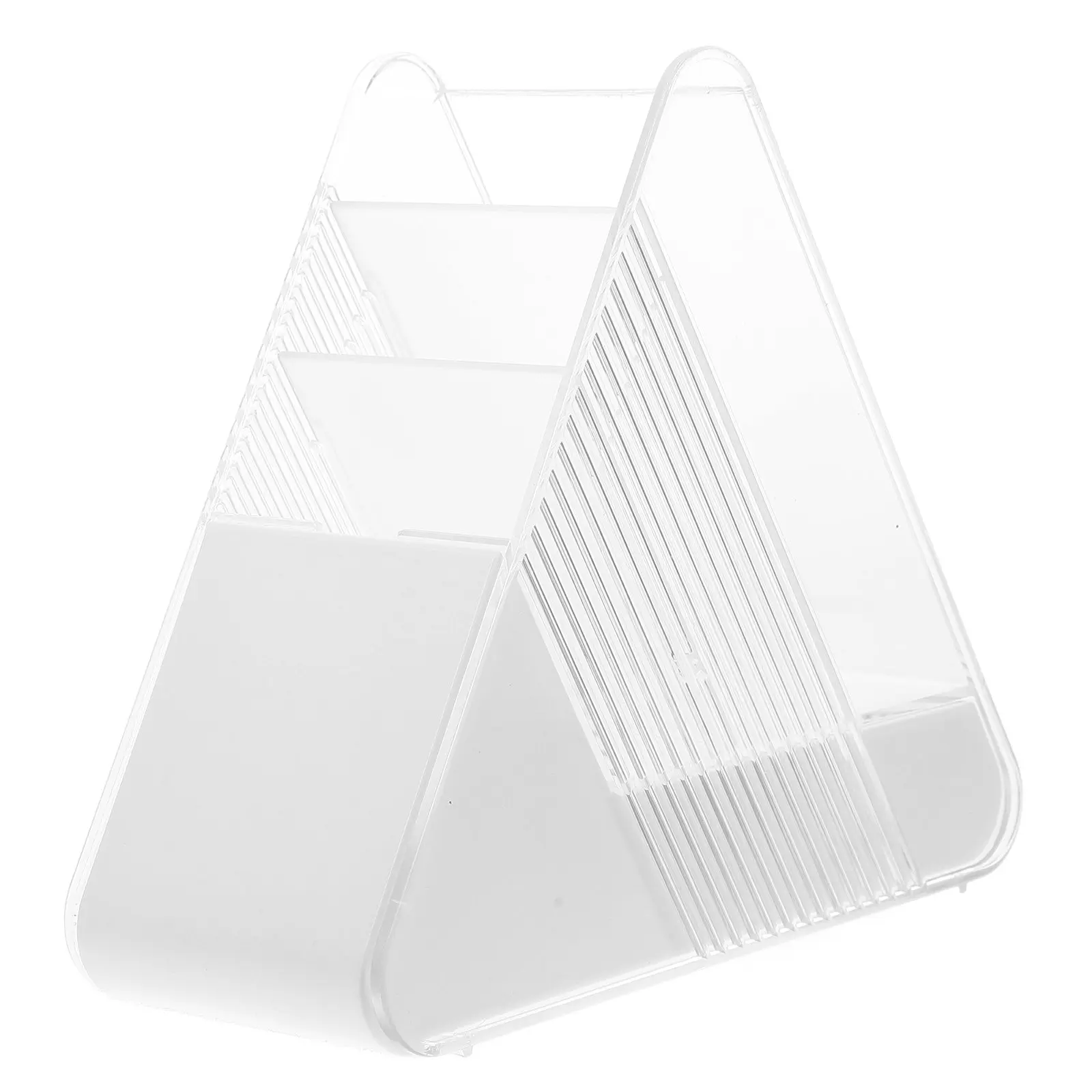 Triangular Pen Holder Plastic Pencil Organizer Desktop Container Makeup Brush Cup Eyeglasses Holder White Waterproof Desk Caddy