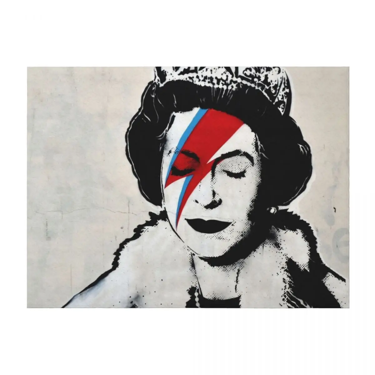 

Banksy UK England Queen Elisabeth rockband face makeup original HD Throw Blanket Loose Flannel Fabric Hair Heavy Blankets