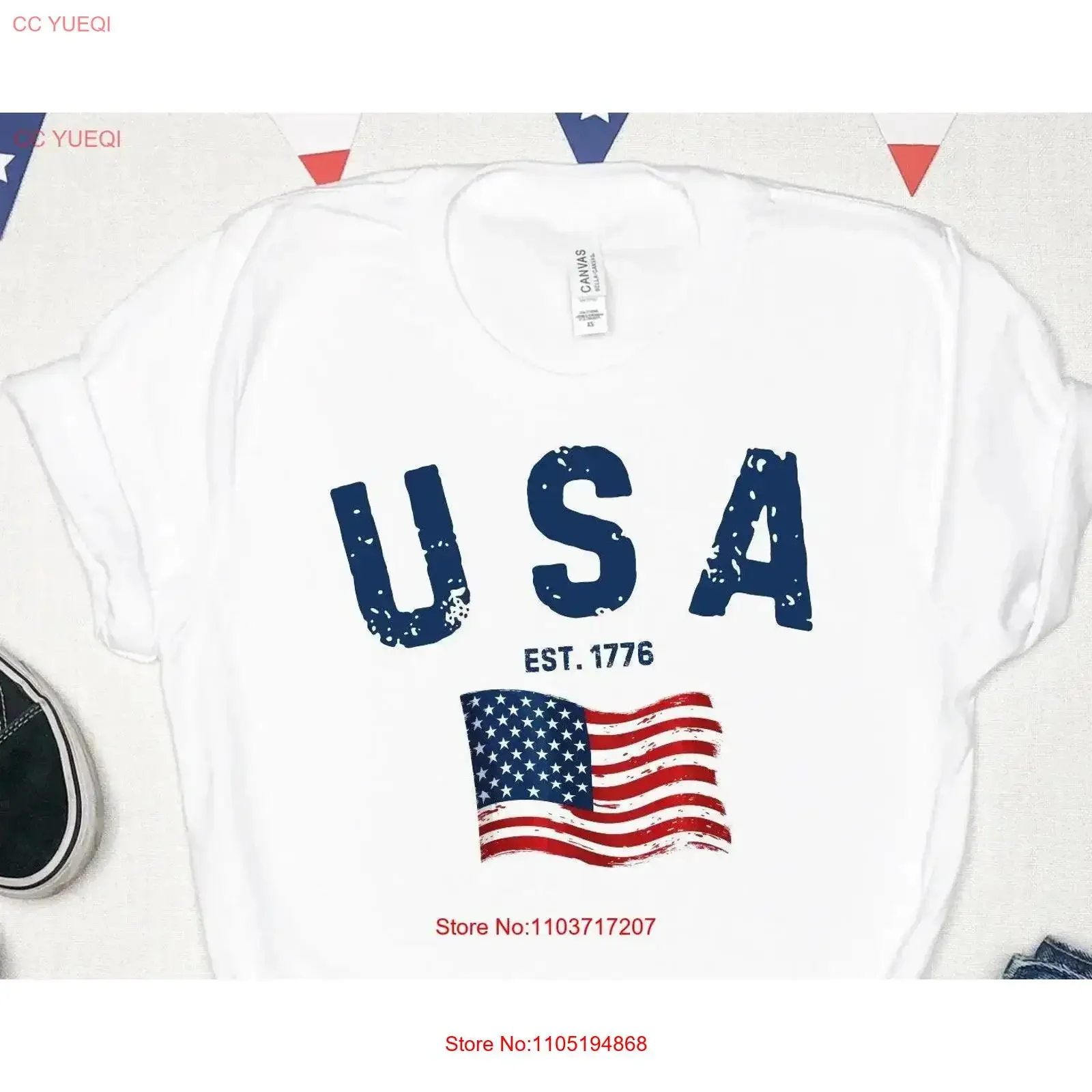 USA T Shirt America Independence Day Women's Fourth of July Men's Vintage vintage Washed streetwear Breathable fashion