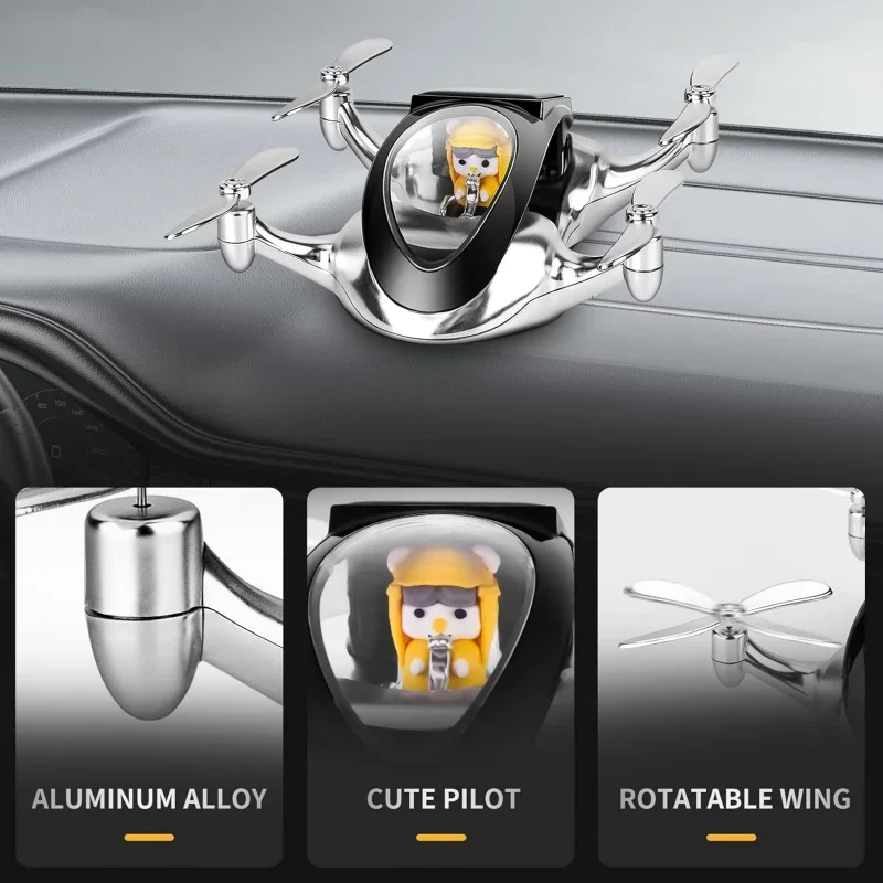 Solar Powered Rotating Drone Quadcopter Car Air Freshener Perfume Dashboard Ornament Interior Fragrance Diffuser Gift
