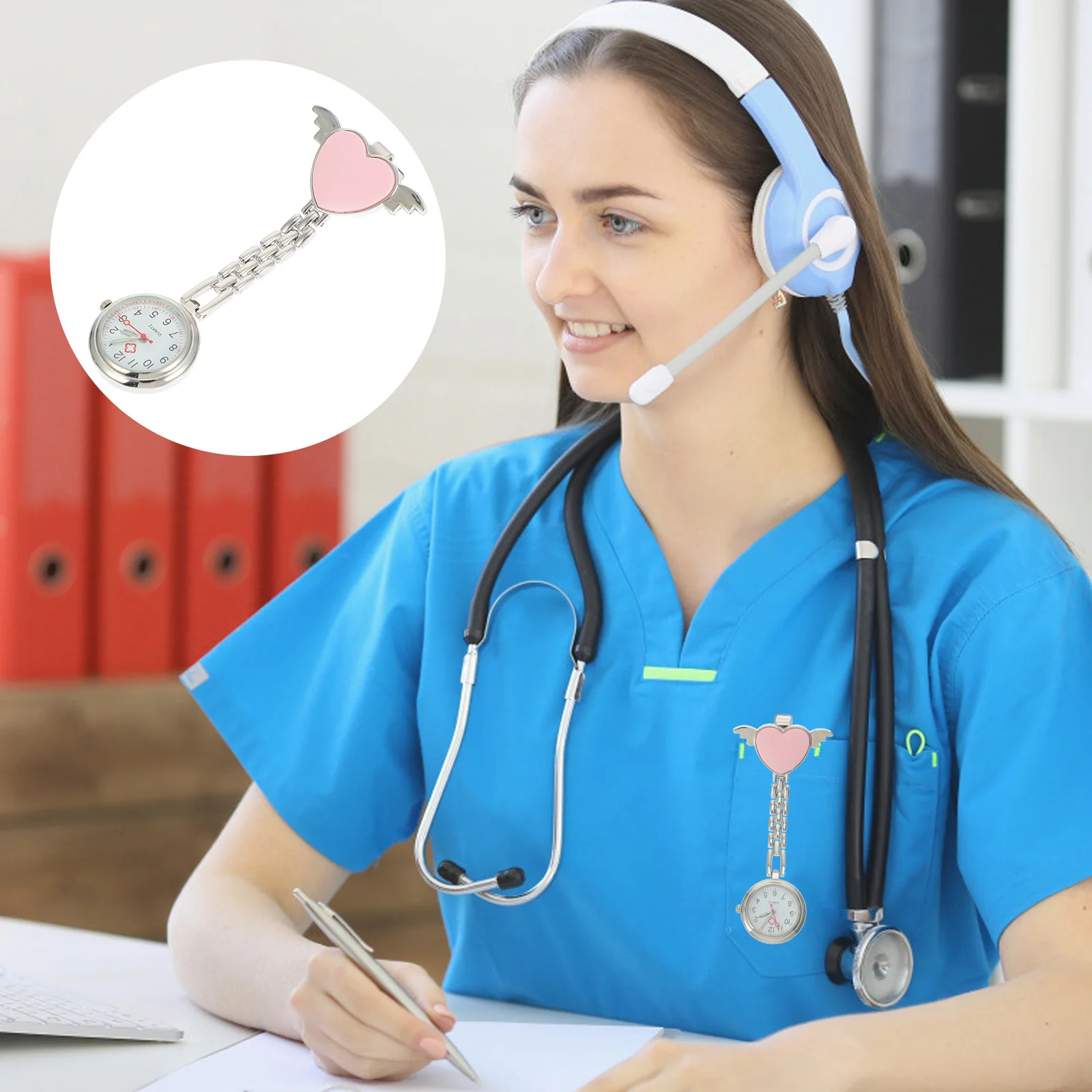 

Nurse Pocket Watch with Heart Design Luminous Nursing Timepiece Alloy Medical Grade Durability Lightweight Portable Chic Gift