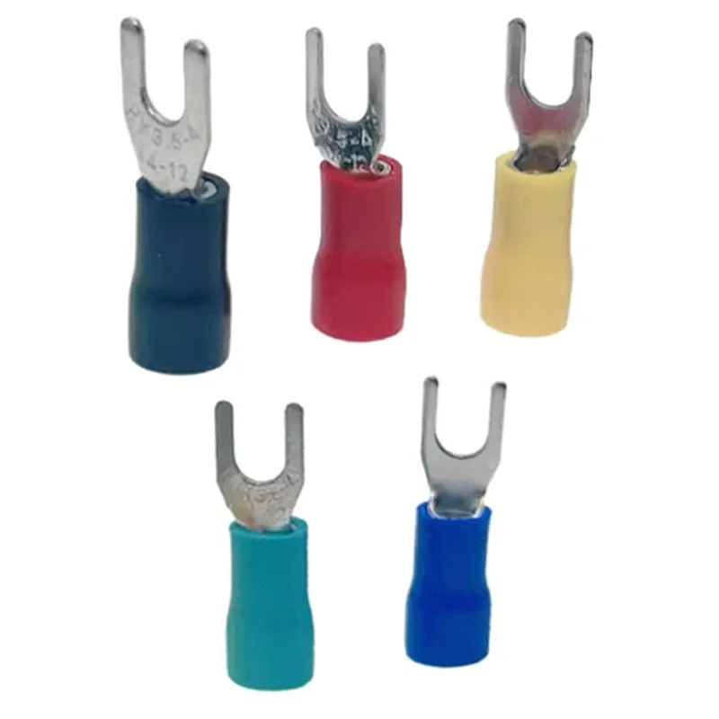 15PCS Cold Pressed Terminal Block SV3.5-4 Fork Shaped Y U-Type Insulating Blade Plug-in Spring Connector