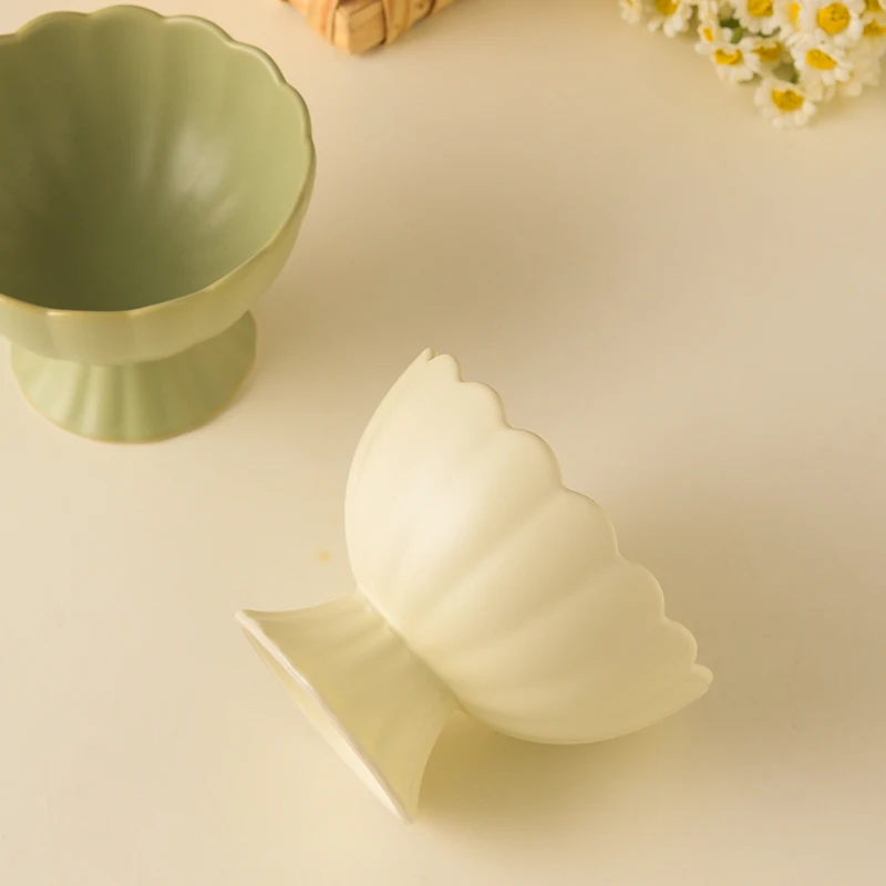 1PC ceramic high legged bowl, 200ml/7.5oz dessert bowl, used for smoothies, jam, ice cream bowls