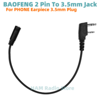 Baofeng 2 Pin to 3.5mm Jack Phone Earpiece Quansheng Walkie Talkie K-Type Audio Cable  For Quansheng UVK5 K6 UV-5R BF888S TYTera