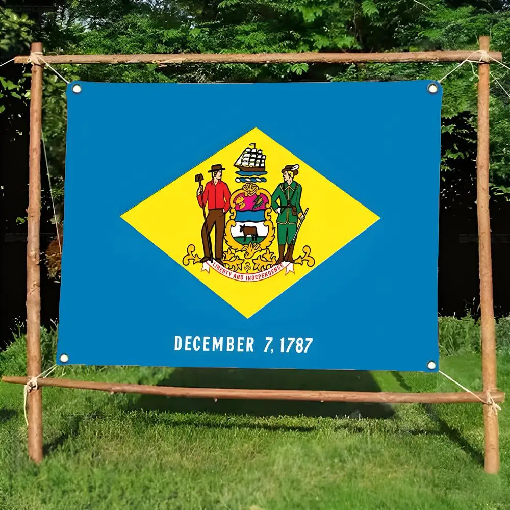 state token emblem D-Delaware Flags Borderless four-ring ornament indoor outdoor decoration effortless to hang
