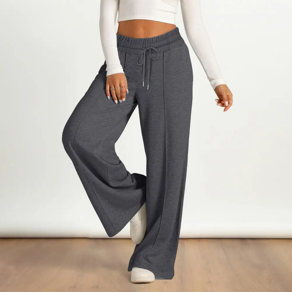 Pantalones de chándal de pierna ancha para mujer, pantalones de chándal de pierna recta, pantalones de chándal de pierna ancha con cintura elástica con cordón para salón