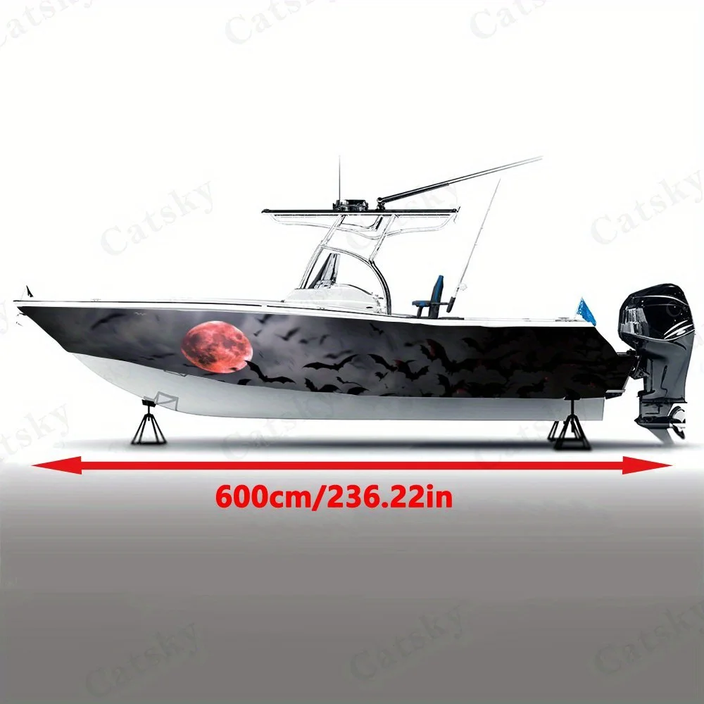 الخفافيش في الليل قارب ملصق الفينيل السفينة عائم سطح قارب الصيد الزخرفية قوارب عائم صائق #2