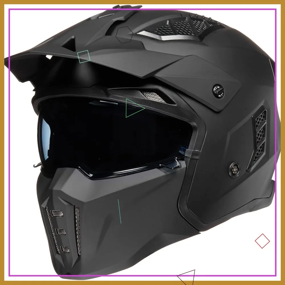

Vintage Retro 3/4 Half Helmet with Visor for Men Women, Moped ATV Cruiser Scooter DOT Z302 (Matte Black, Large)