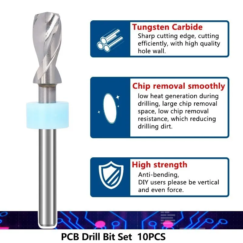 HAMPTON Drill Bit 5.1-6.0mm PCB Drill Bit 3.175mm Shank Carbide Gun Drill Bit for PCB Circuit Board,PVC,Wood Drilling Tool