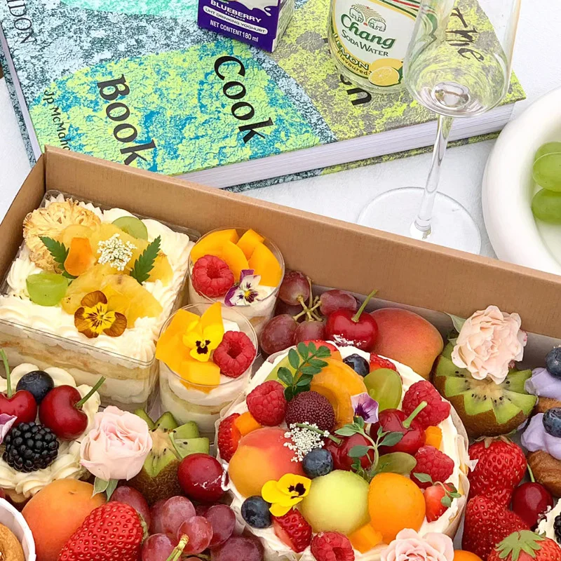 Disposable Kraft Paper Picnic Box Outdoor Picnic Camping Dessert Food Container Bread Pizza Packing Carton Afternoon Tea Boxes
